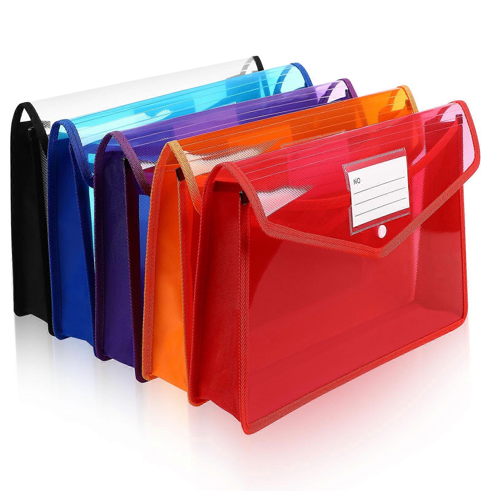 Folders Plastic Envelopes Clear File Folders Document Storage With Button Closure A4 5Pcs