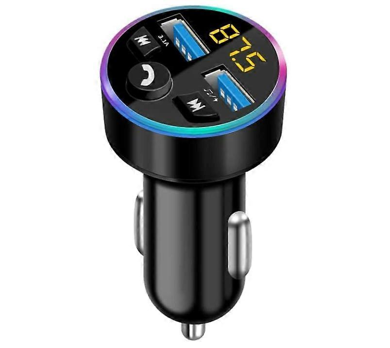 Bluetooth Car Charger, Bluetooth FM Transmitter in-car Wireless Radio Adapter for Music Player, Hands-Free Calling Car Phone Kit(Black)