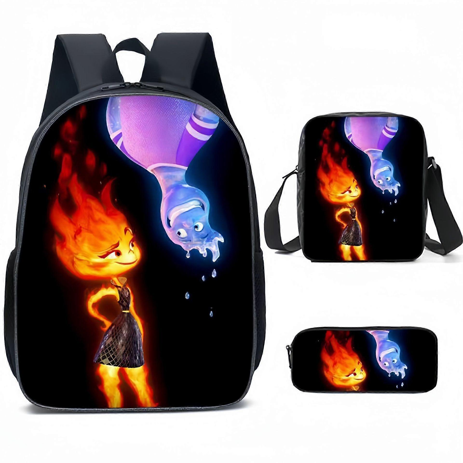 17-inch student backpack set 3D digital printing backpack three-piece set