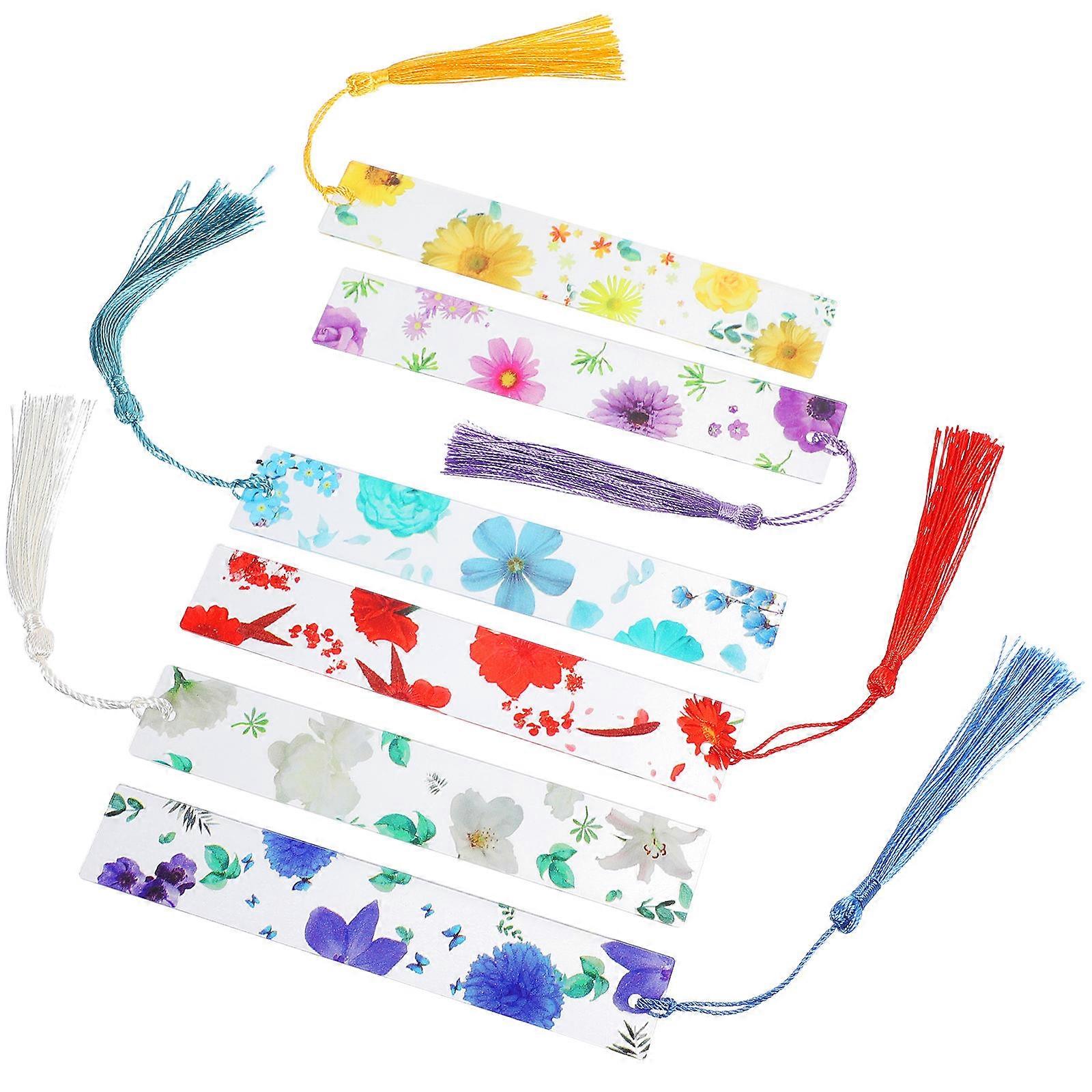 Delicate Bookmarks Acrylic Bookmarks For Teens Mark Pages Tassel Design Assorted Color 6Pcs