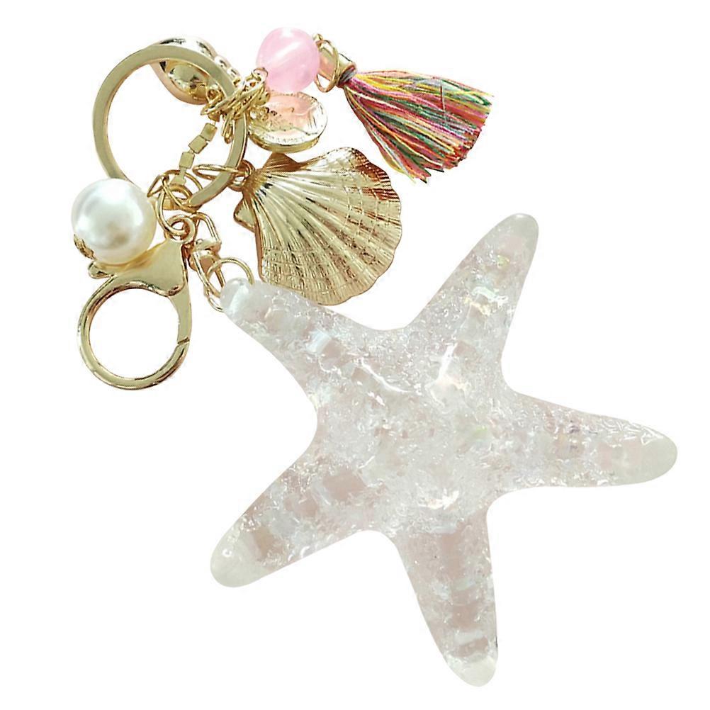 Cute Keyring Keychain Pendant Simple Design Assorted Color 8.2x8.2cm Decoration for Keys and Bags Sea Star Shape Daily Use 1Set