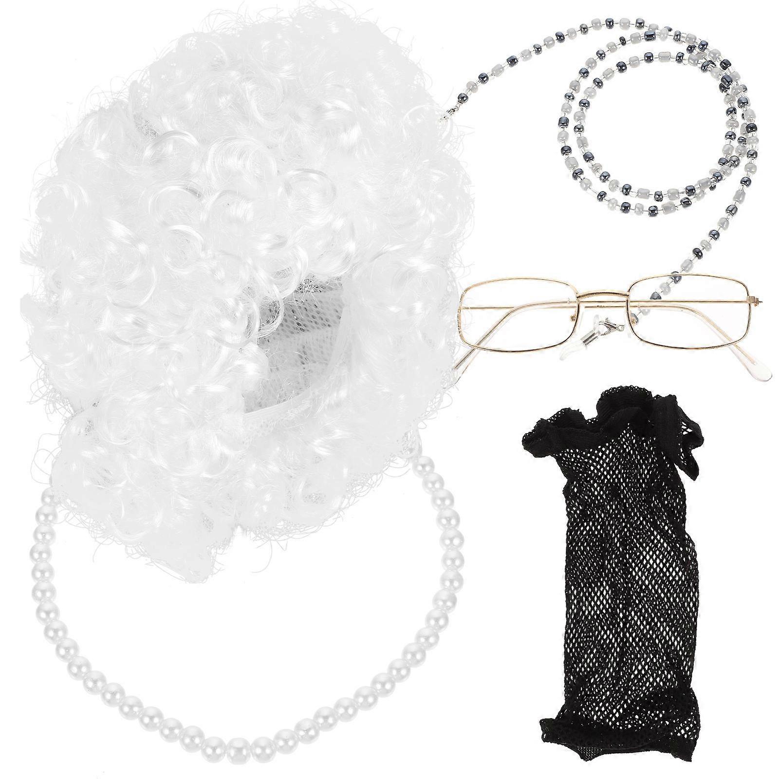 Grandma Costume Cosplay Set Stage Performance Props One Size Fits Most Yarn Square Frame 1Set