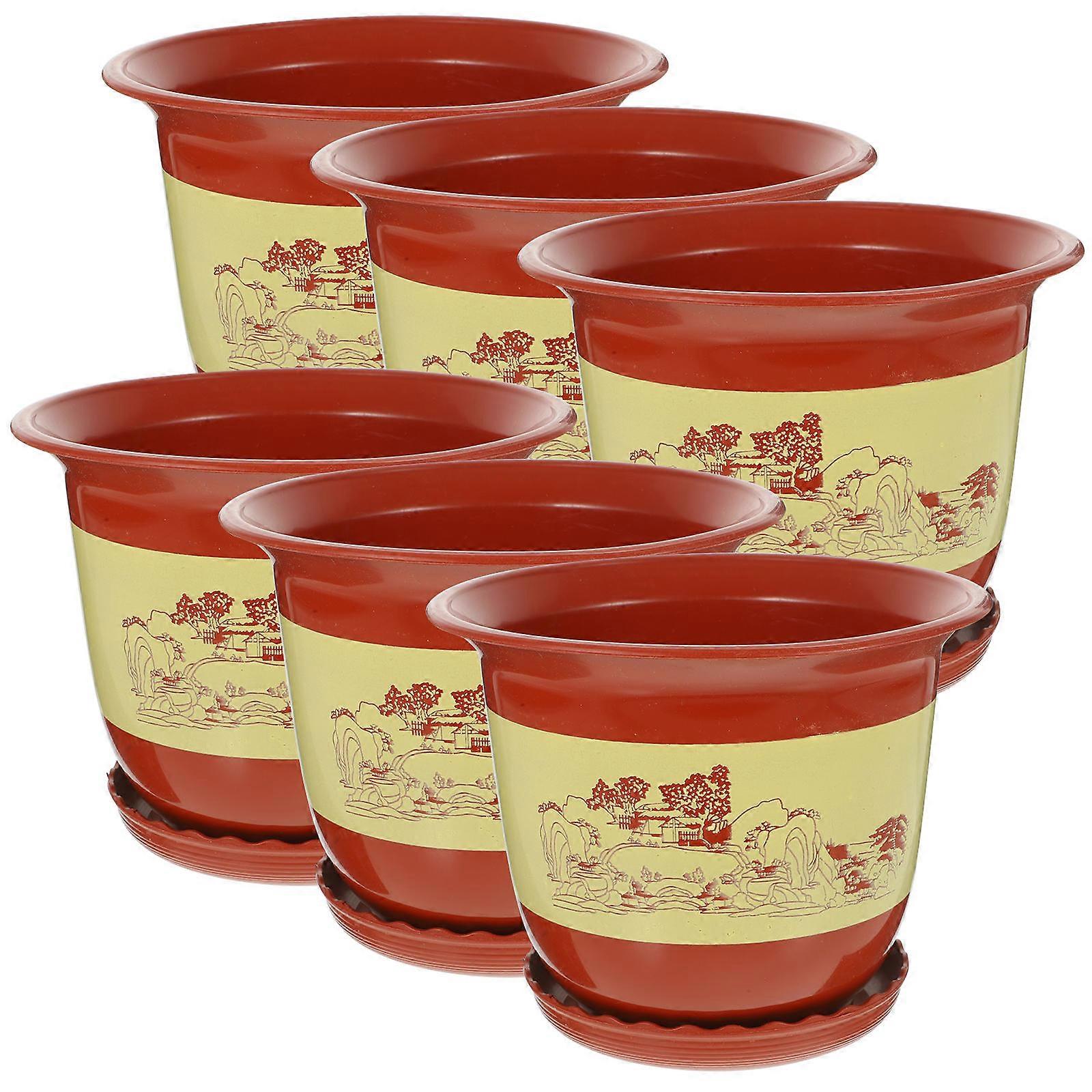 Plastic Orchid Planters with Saucer – Durable Reusable Pots for Succulents, Cactus – Indoor Outdoor Use for