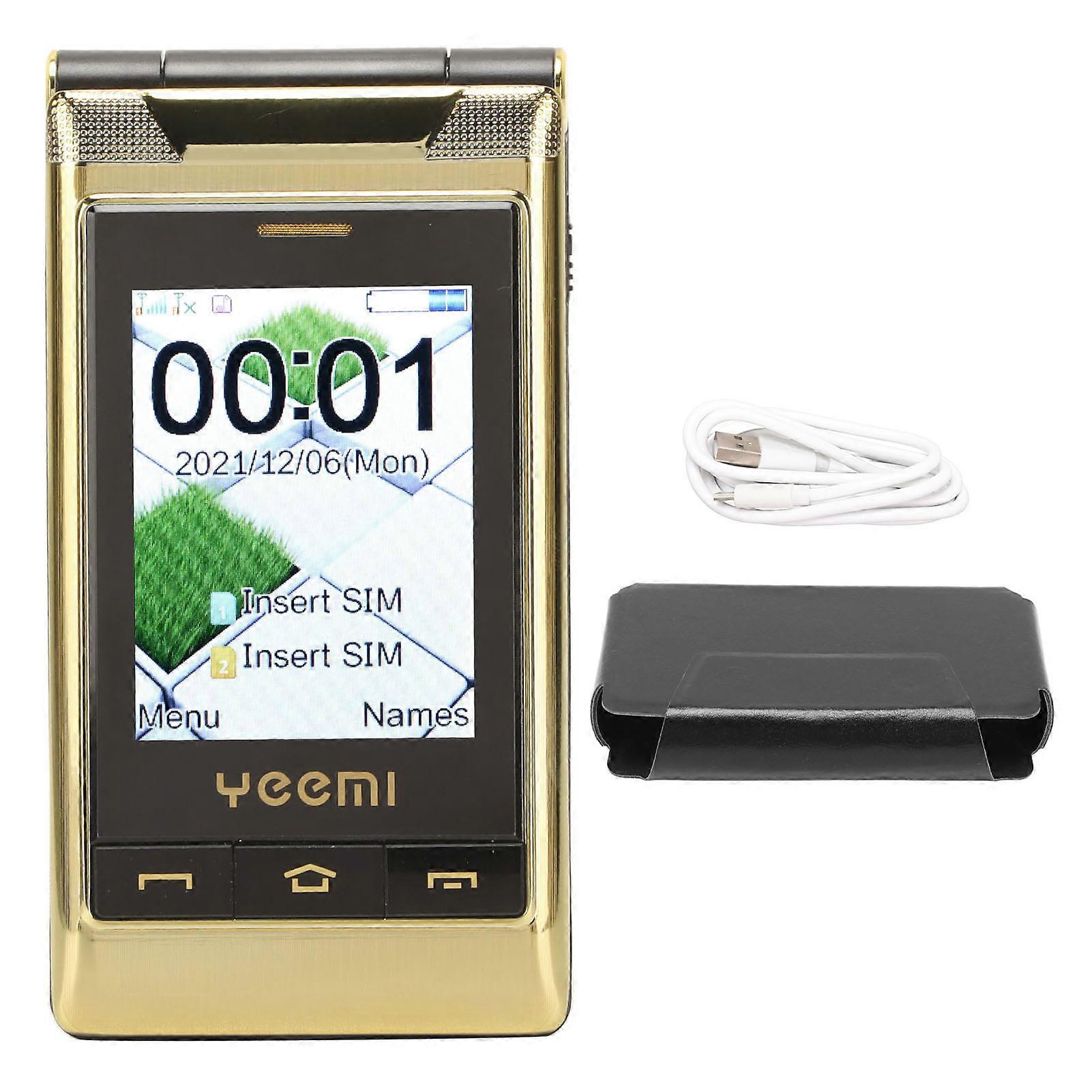2G Flip Mobile Phone for Seniors, 3 Inch Large Double-Sided Screen, Long Standby Time, Dual SIM, 5900mAh, 1.3MP, Flashlight, Camera, Music Player or