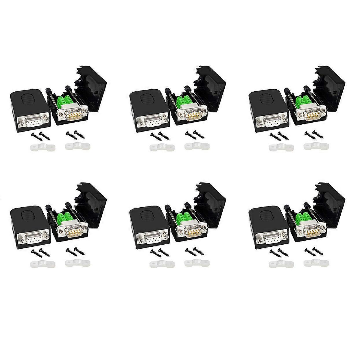 DB9 Lötfreier Steckverbinder RS232 D-SUB Seriell auf 9-Pin Port Terminal Stecker Buchse Adapter mit Gehäuse (6P