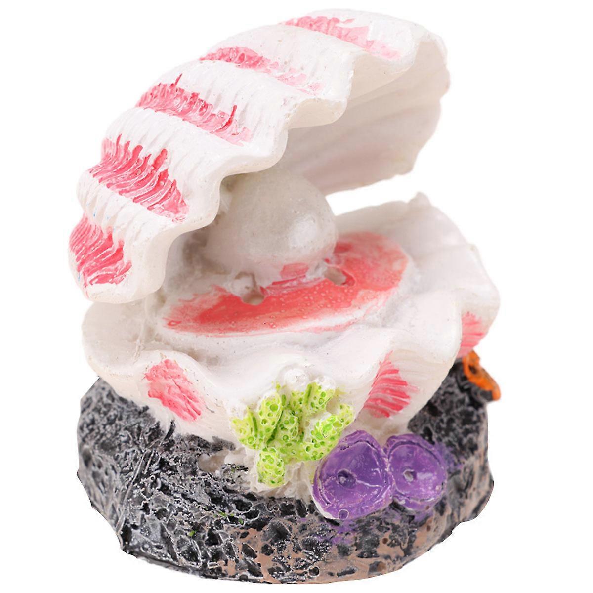 Aquarium Decor Figurines Resin Sculpture Store Display Pearl Shell Style White Bubble Effect 1Set