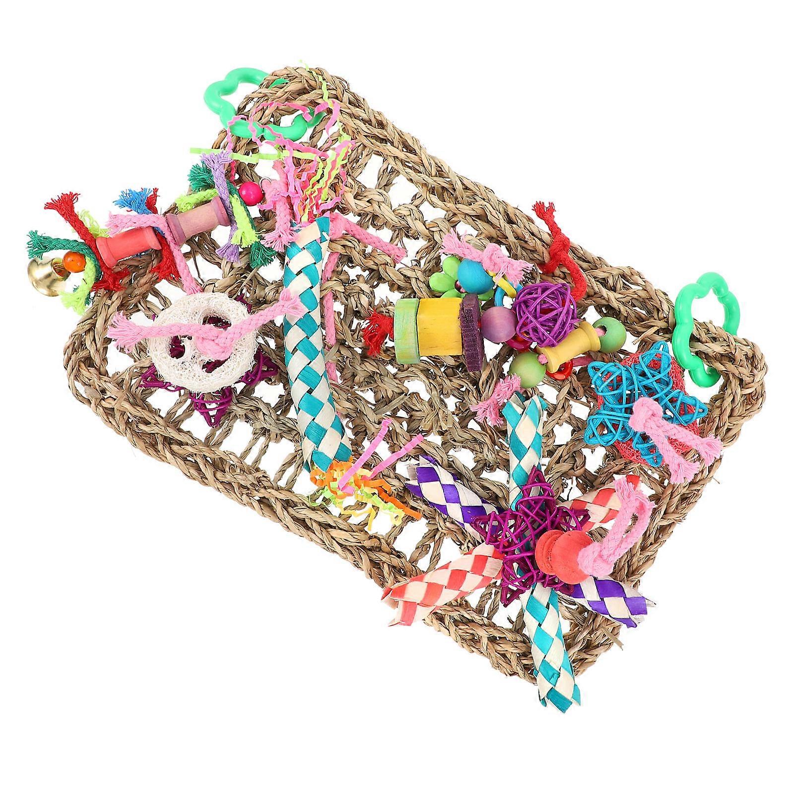 Pet Foraging Toys Bird Climbing Net Hanging Foraging Wall Bite Plaything Parakeets Multi-colored 30x20x9cm Chewing 1Pc