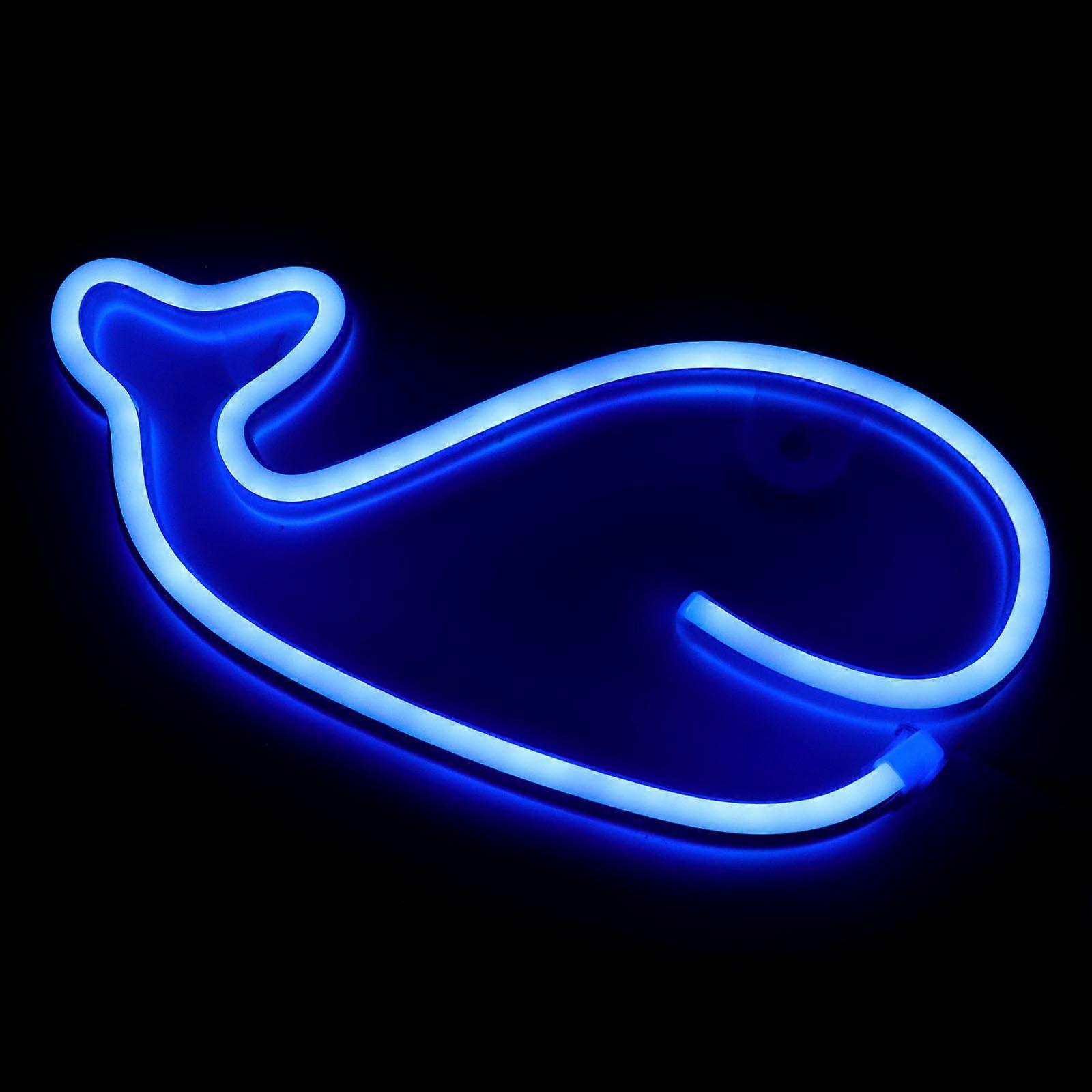 1Pc Creative Whale Shaped LED Neon Sign with Battery and USB Power for Atmosphere Lighting