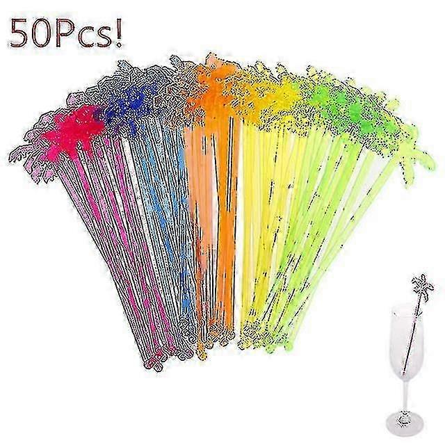 50 قطعة من البلاستيك ملهى ليلي مشروب / ديكور النبيذ شجرة جوز الهند كوكتيل Swizzle Sticks شراب نمام القهوة Muddler Puddler