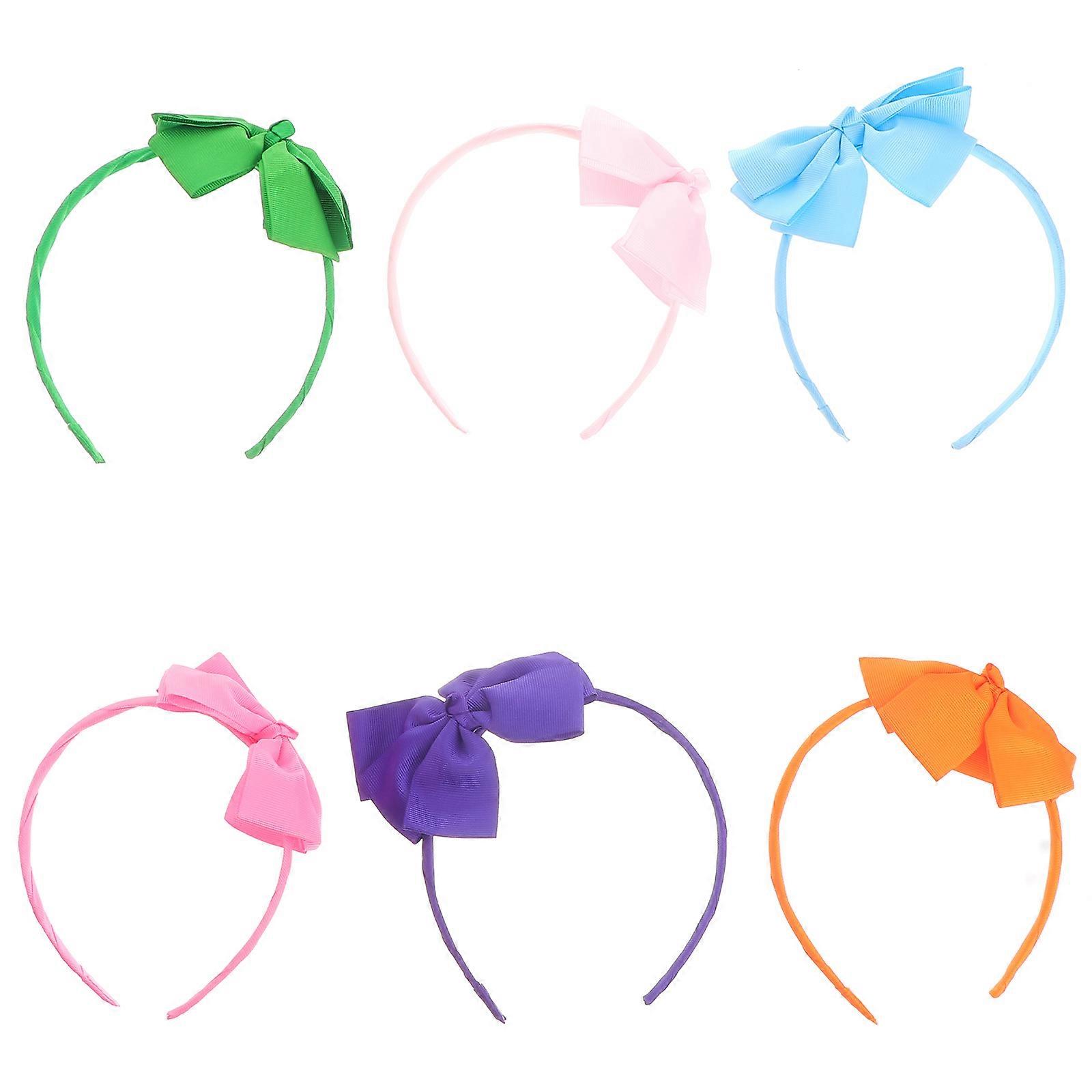 Baby Girl Bow Headbands Toddler Hair Bands Keep Hairstyle Dark Pink 6Pcs