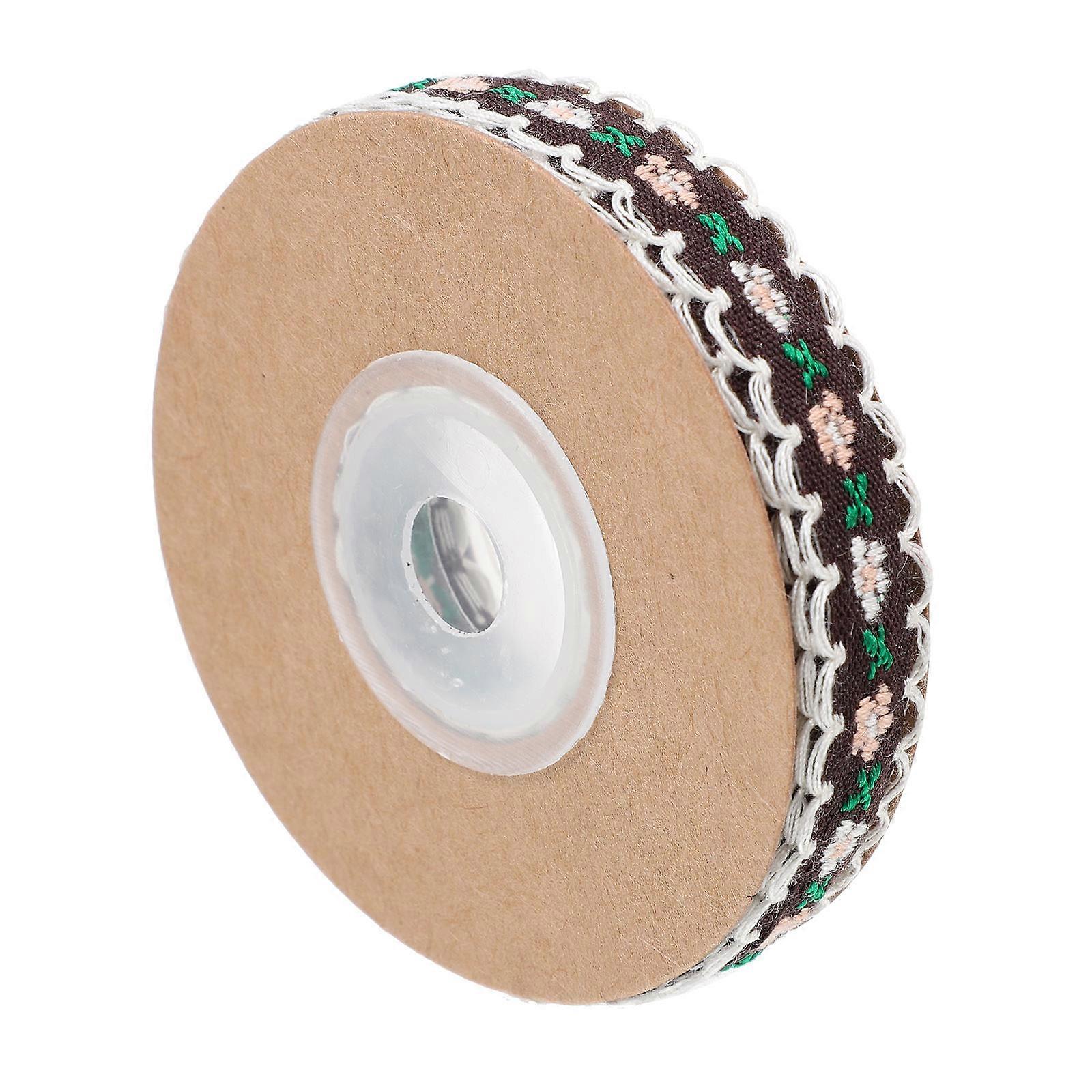 Ethnic Embroidered Ribbon Decorative Ribbons For Crafts present Wrapping Diy Decoration 457.2X1.2cm Coffee Polyester 1Pcs