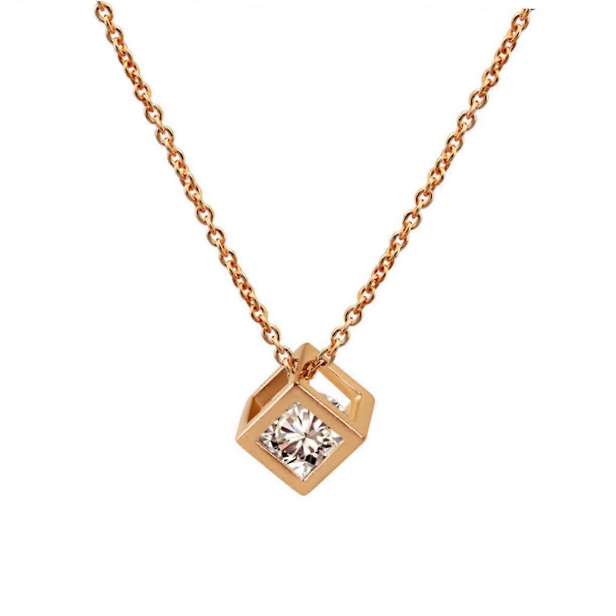 Ladies Crystal Necklace with Gold Plated Cube Beads, Shimmering Chain for Special Occasions, Elegant Design