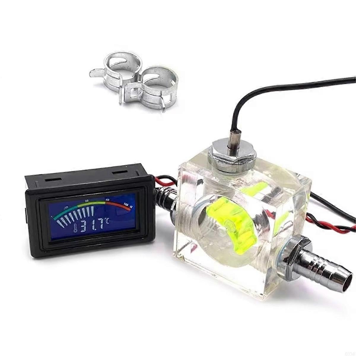 3 Way Flow Meter LED Thermometer, Water Cooling, Green