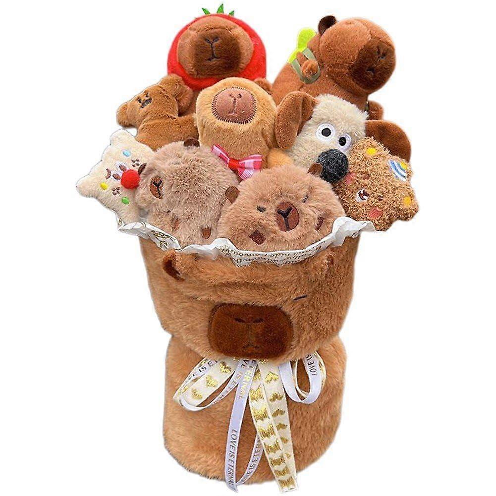 Plush Toy Flower Bouquet, Cartoon Capybara Plush, Soft Birthday Gift, Valentine's Day Plush Flowers 11.81x7.09inch/30x18cm