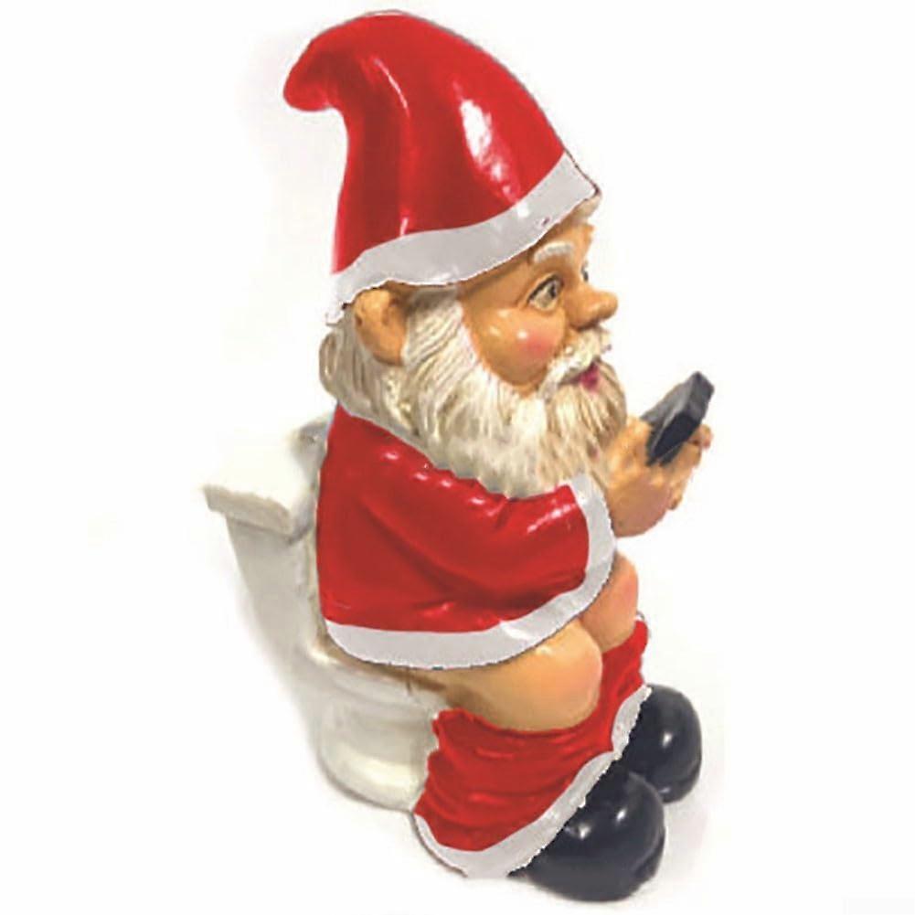 Shimmering 3D elfdwarf figurine with unique outdoor toilet phone (red)