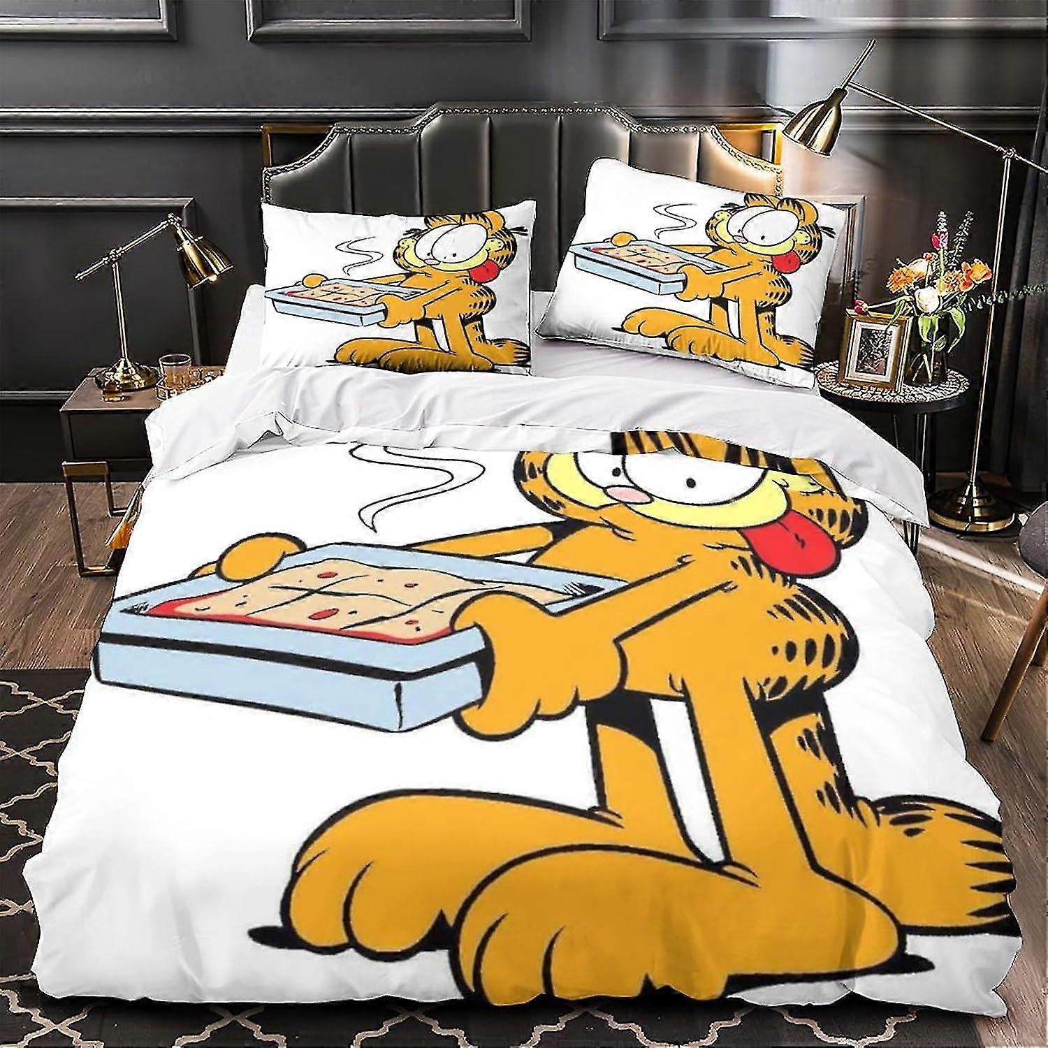 Anime Characters Quilt Cover 3-delt sengesett for gutter og jenter, Morsomme tropiske blader blomsterprint dynetrekk