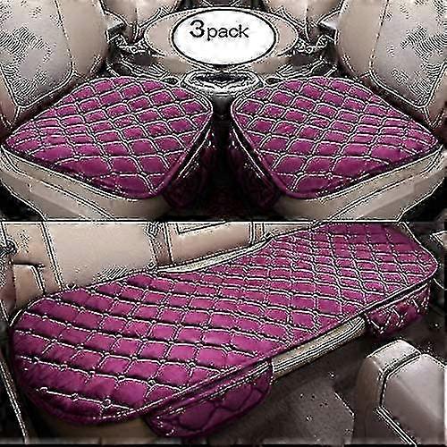 Plush Car Seat Covers (3pcs) – Non-Slip & Warm (Purple)