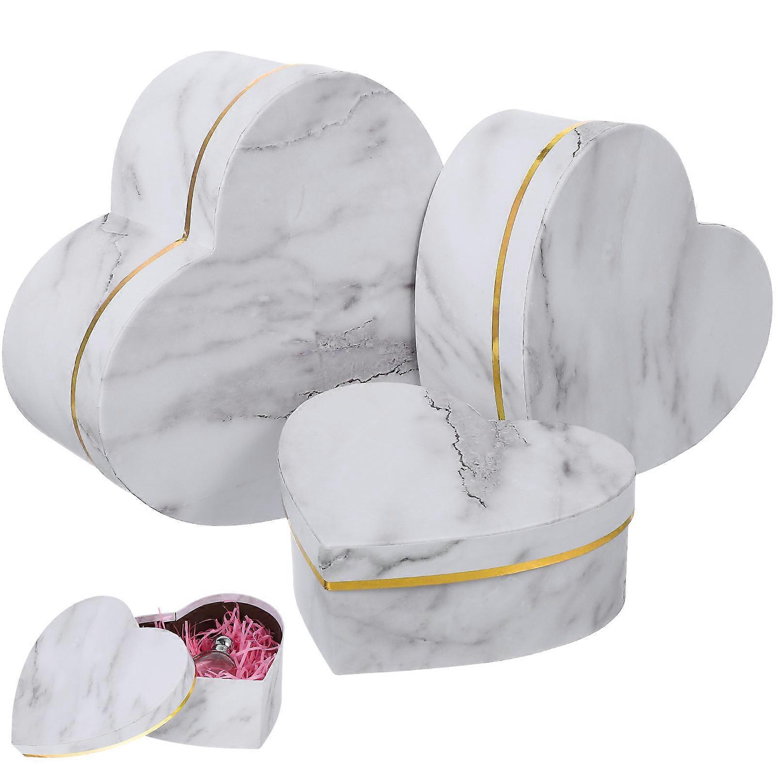 Heart Box for Storage 3Pcs Empty Marble Pattern Gift Wrapping Boxes