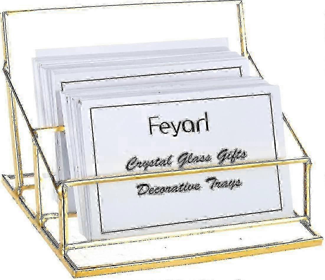 حامل بطاقة عمل زجاجي احترافي 2 فتحة - منظم مكتب مكتب ذهبي