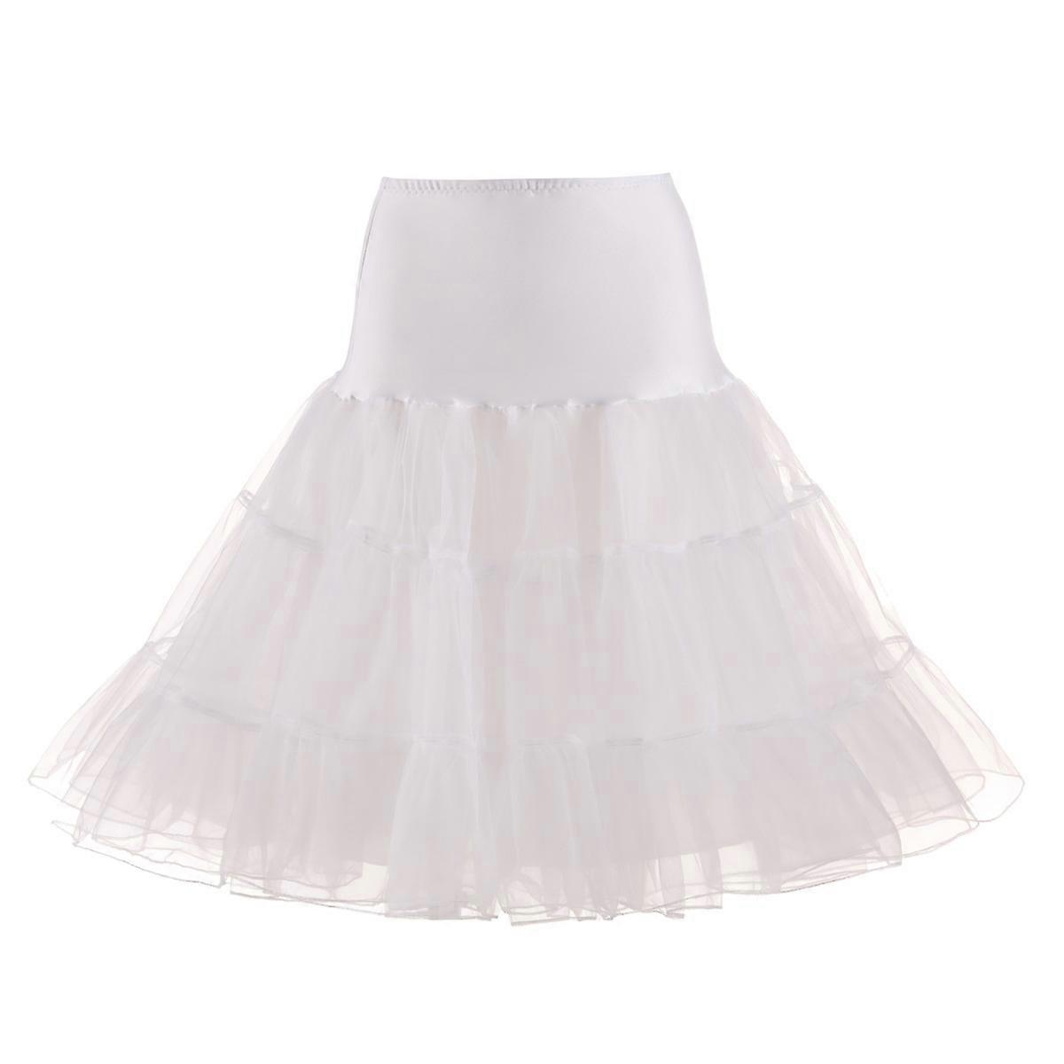 Elastic Waist Band White Petticoat Hoopless For Women Costumes Tutu Size S 1Pcs