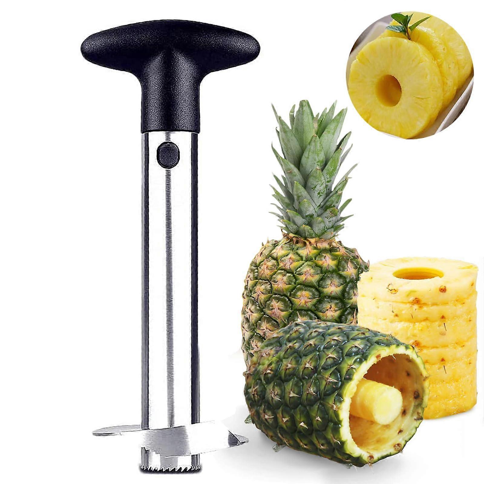 Pineapple Cutter With Stainless Steel Blade And ABS Handle For Easy Core And Slicing Black