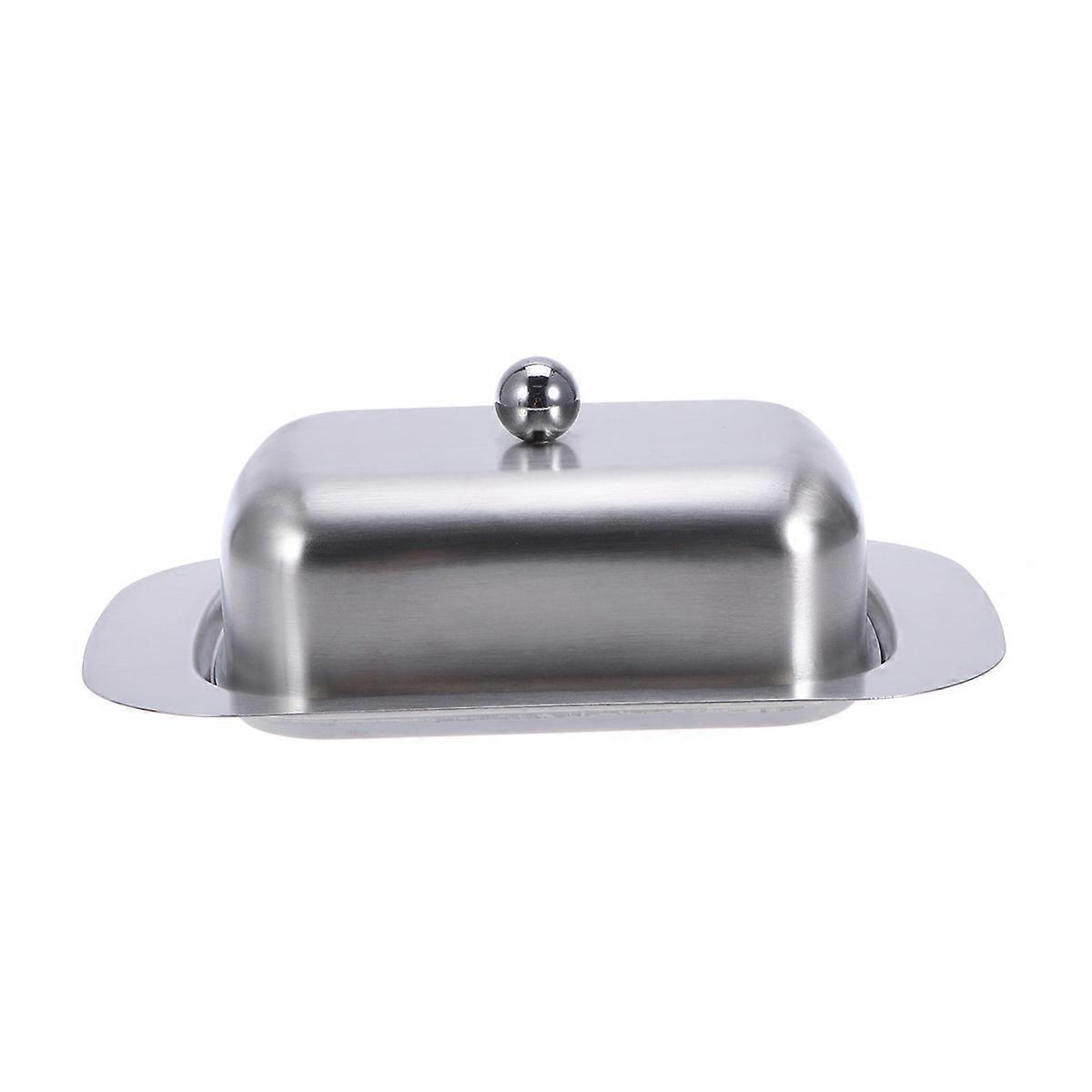 Butter Tray With Cover Stainless Steel Butter Dishes For Table Freshness Maintenance Cooking Enthusiasts 7.3×4.8×2in 1Set