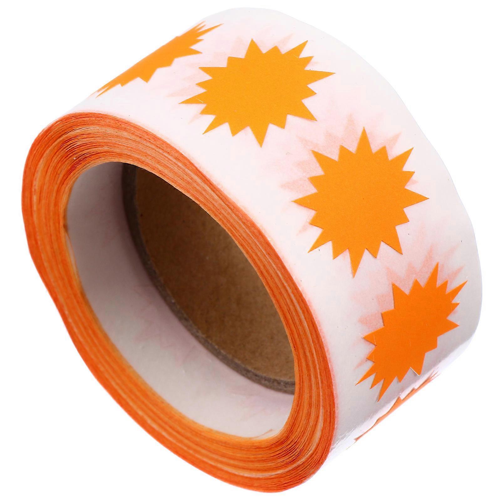 Orange Decorative Stickers for Gifts and Crafts 500pcs Roll Paper Labels Fluorescent Color Matching