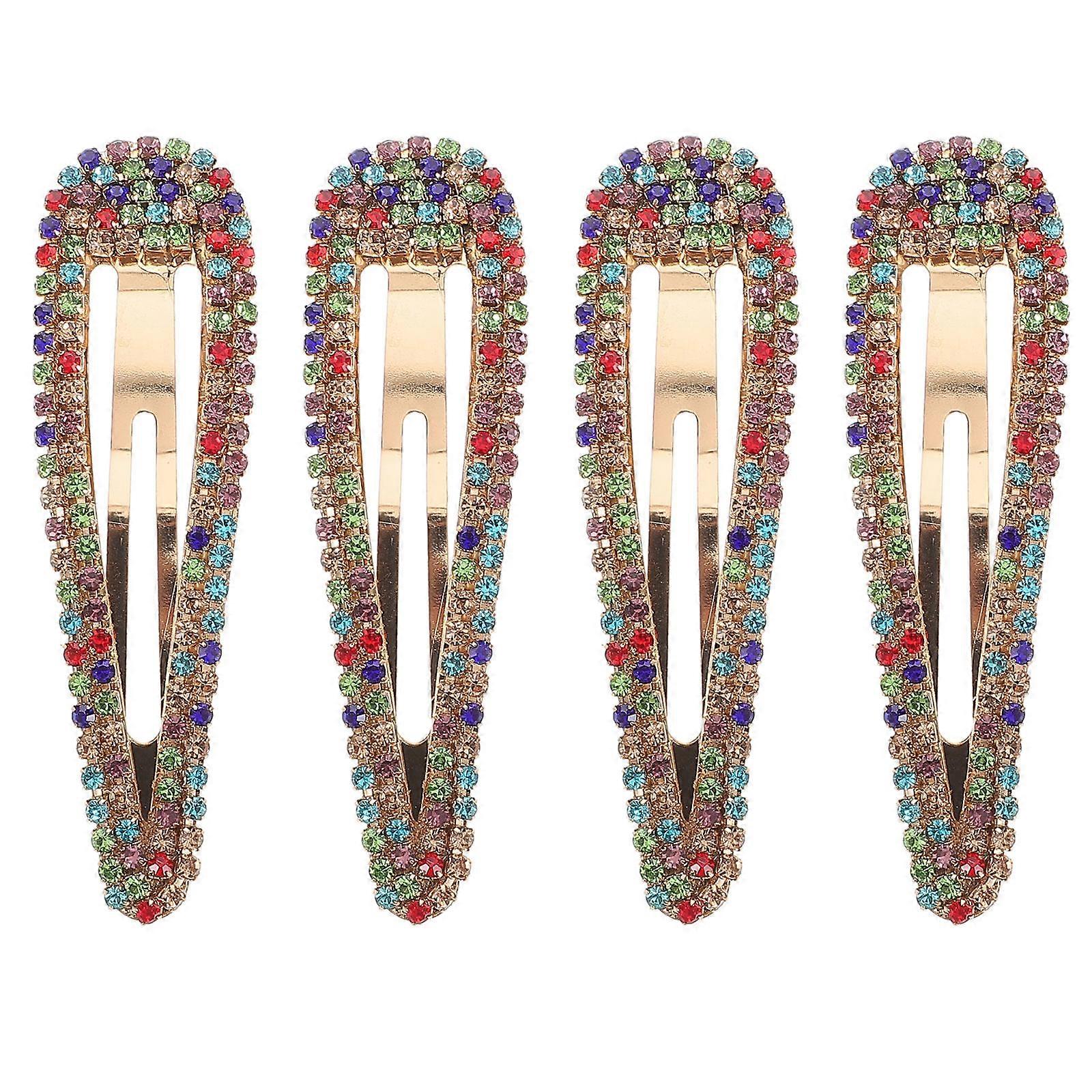 a polished and professional product description based on the title you provided:
**4PCS Water Drop Rhinestone Hair Clips Elegant Sparkle Duckbill