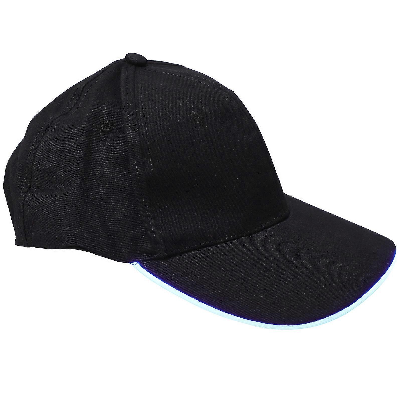 Glowing Peaked Hat Led Baseball Cap Outdoor Activities Adjustable Design Black 1Pack