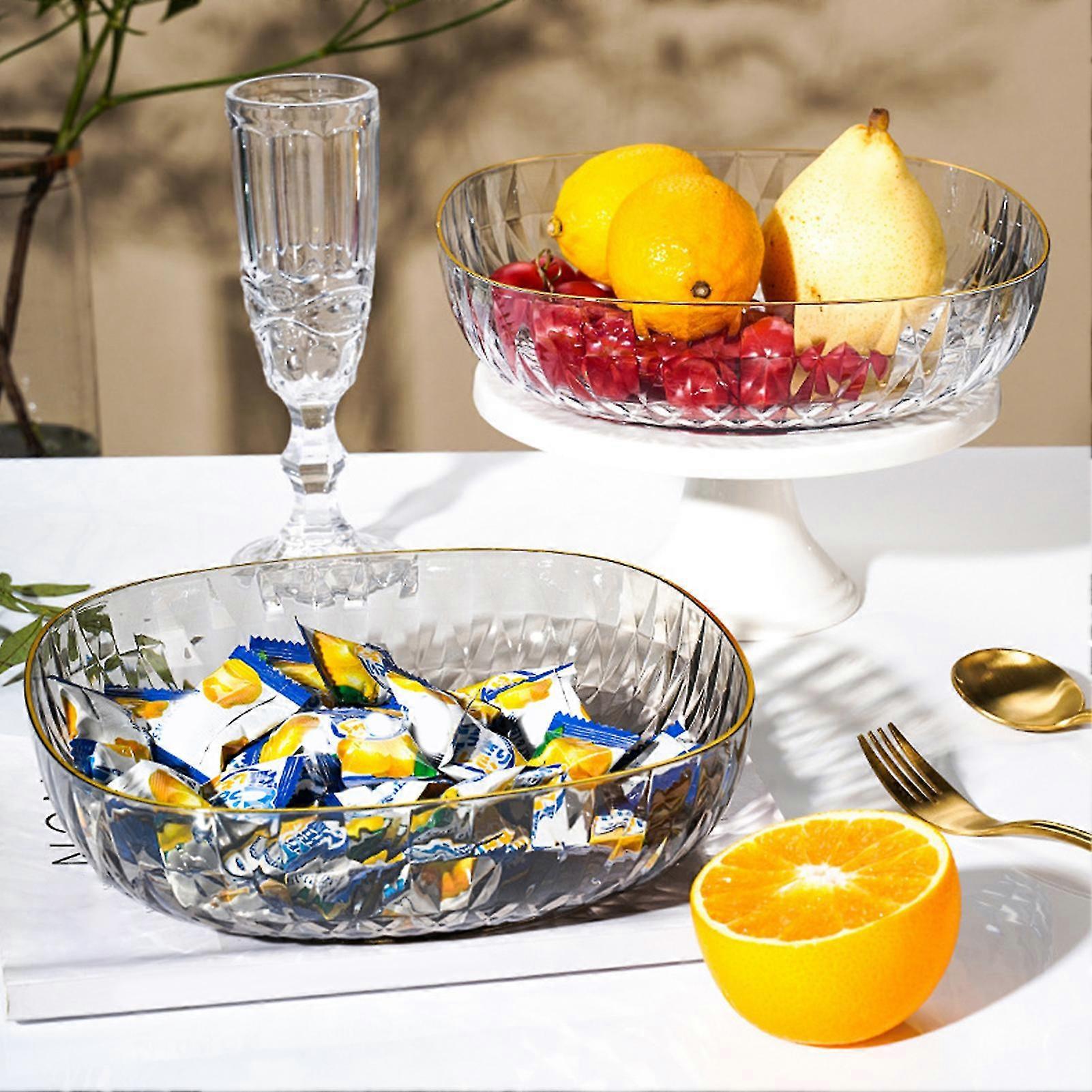 Luxury Diamond-Texture Translucent Fruit Plate - Large Capacity Countertop Organizer