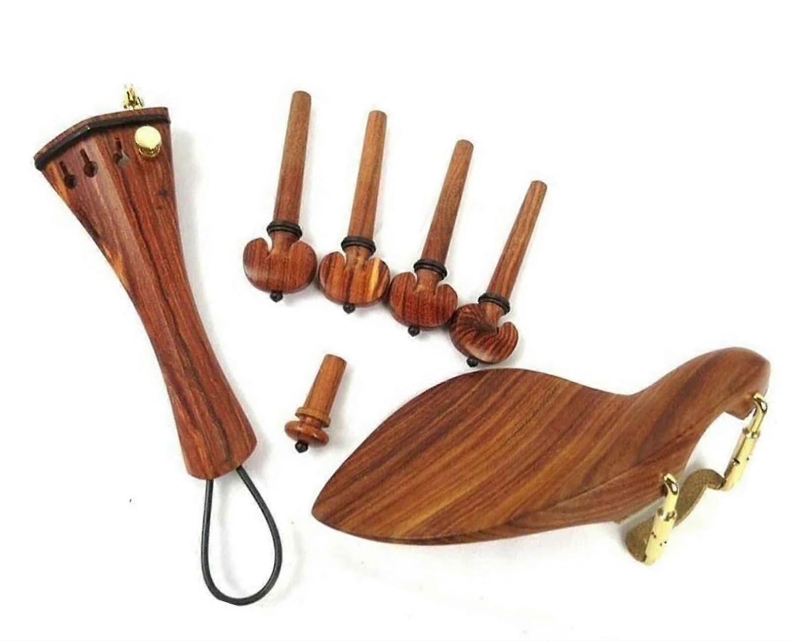 Rosewood Violin Chin Rest Tailpiece Swivel Spike Compatible Accessories For 4/4 Violins with Adjustable Height