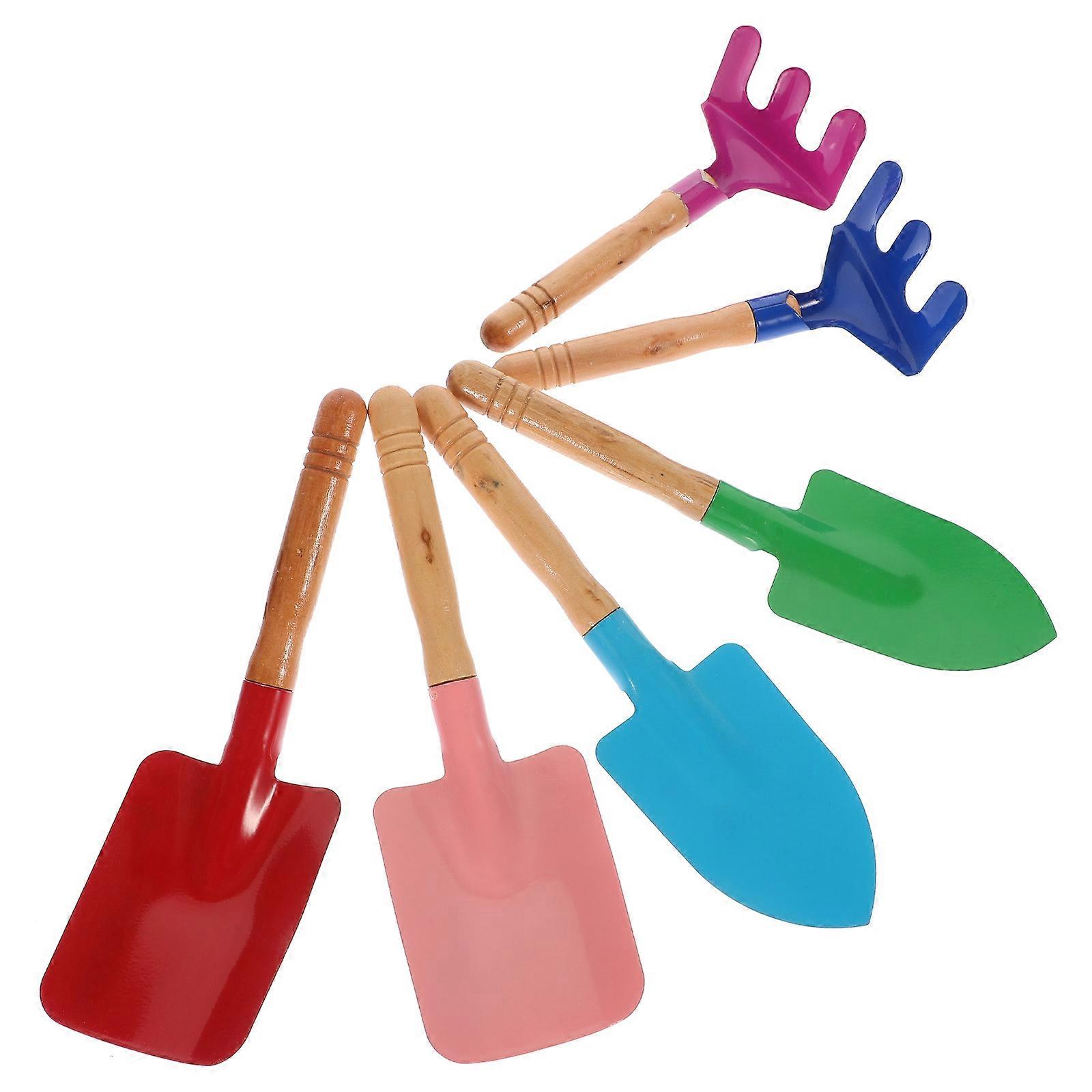 Kids Gardening Tool Set Manual Gardening Tool Set With Wooden Handle For Boys Backyard 6Pcs