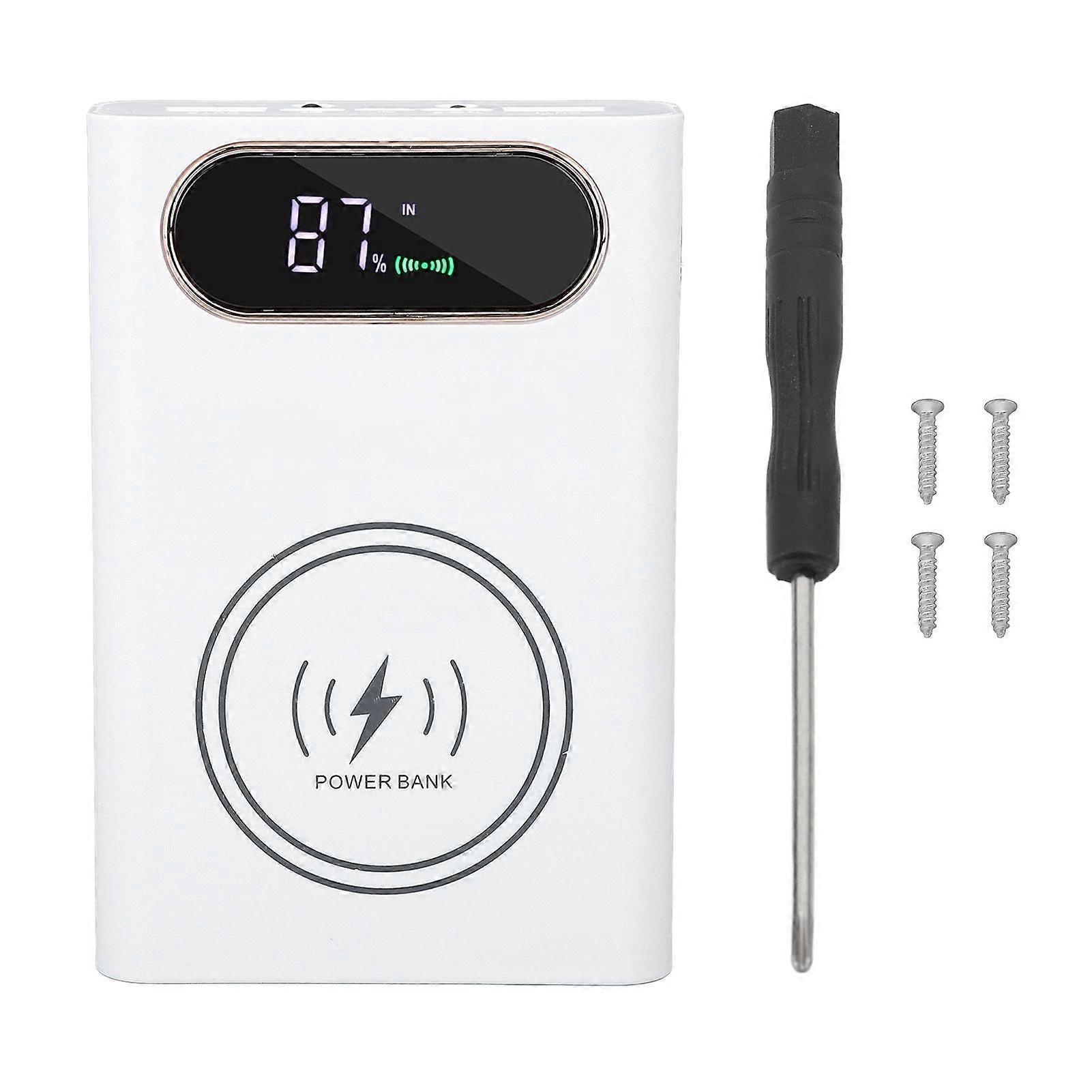 4x21700 Battery Power Bank Shell Solderless 22.5W Quick Charge 15W with Display Wireless Charging Power Bank Box for DIY White YMHC