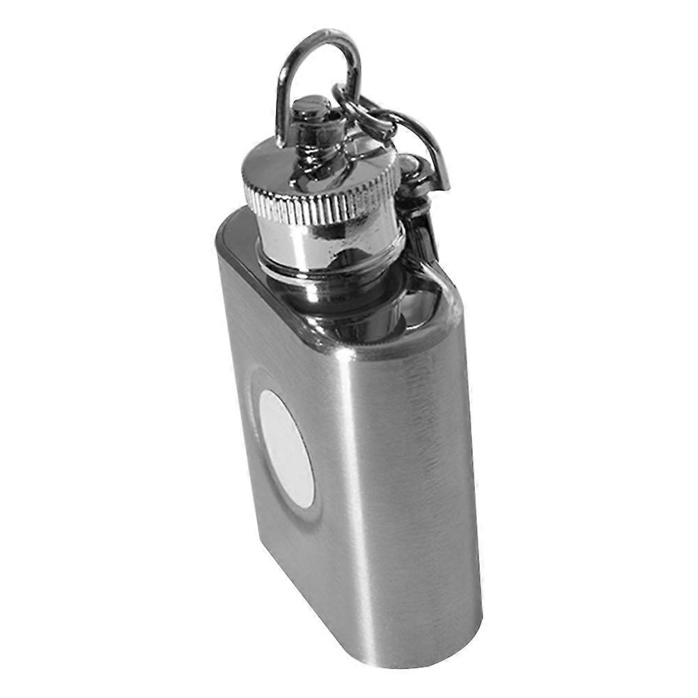 Drinking Flask Flask Sleek Shape Stainless Steel Liquid Storage Key Chain Outdoor Use 1Set