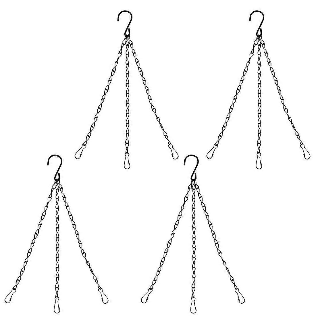 Pack of 4 Black Metal Hanging Chains, 50 cm Long, Ideal for Hanging Baskets, Bird Feeders, and Lanterns