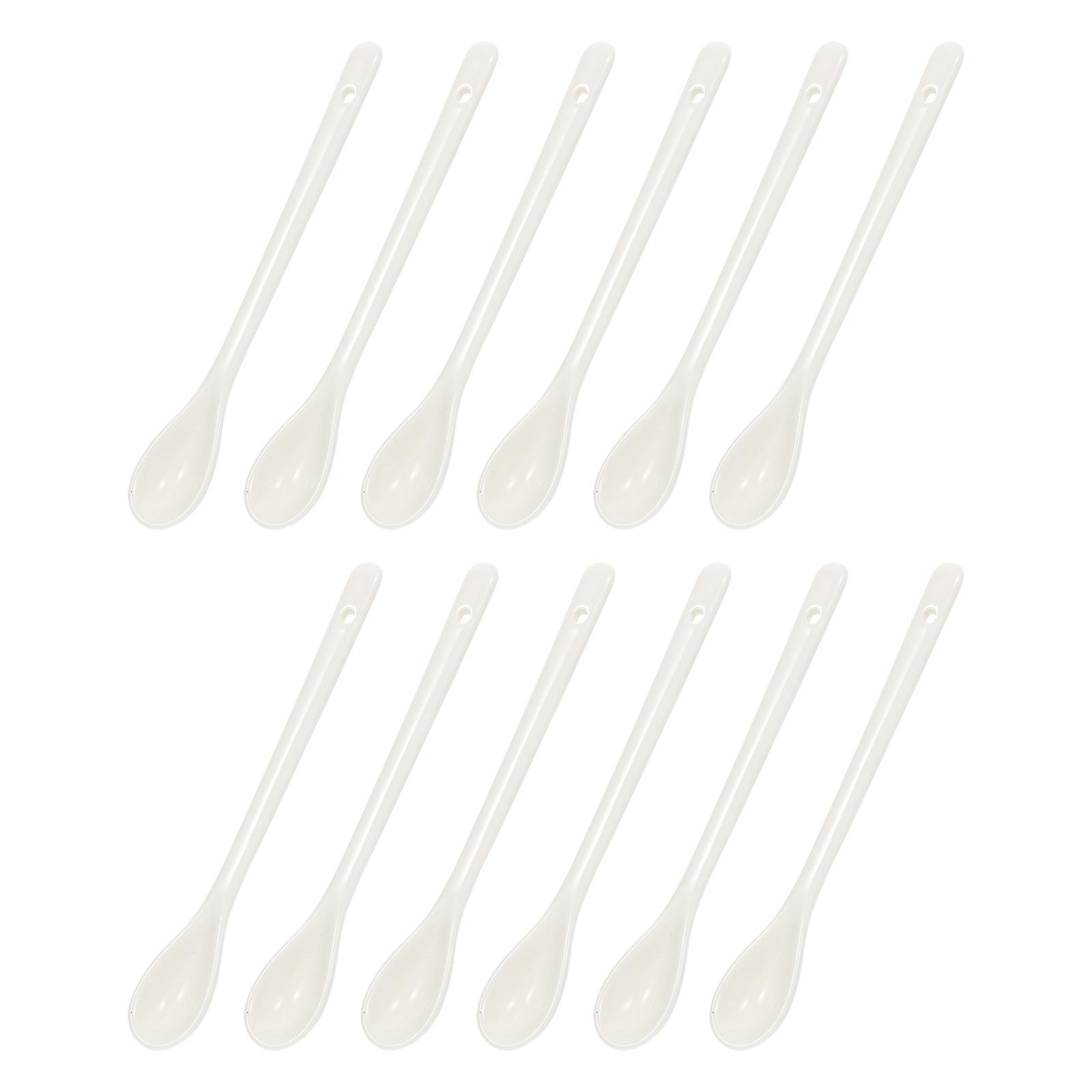 Sundae Spoons Ceramic Coffee Spoon Ice Cream Serving Long Handle Simple Design Family Dining 12Pcs