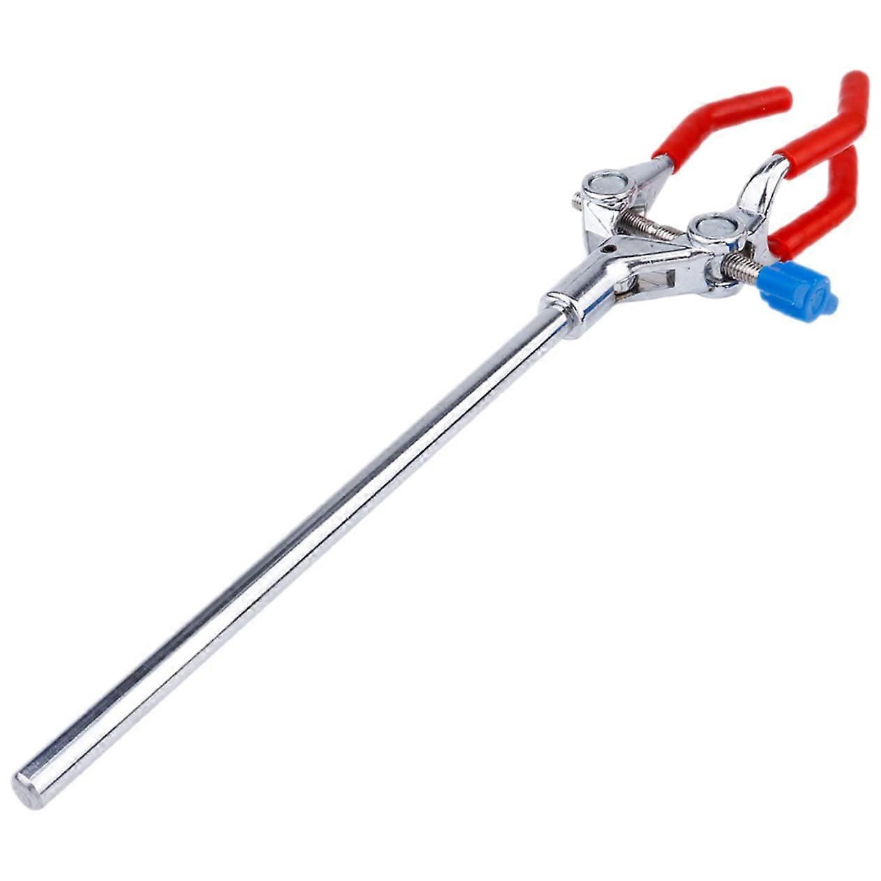 Stainless steel laboratory clamp stand with toothed flask clamp, adjustable and versatile for lab applications, corrosionresistant and durable.