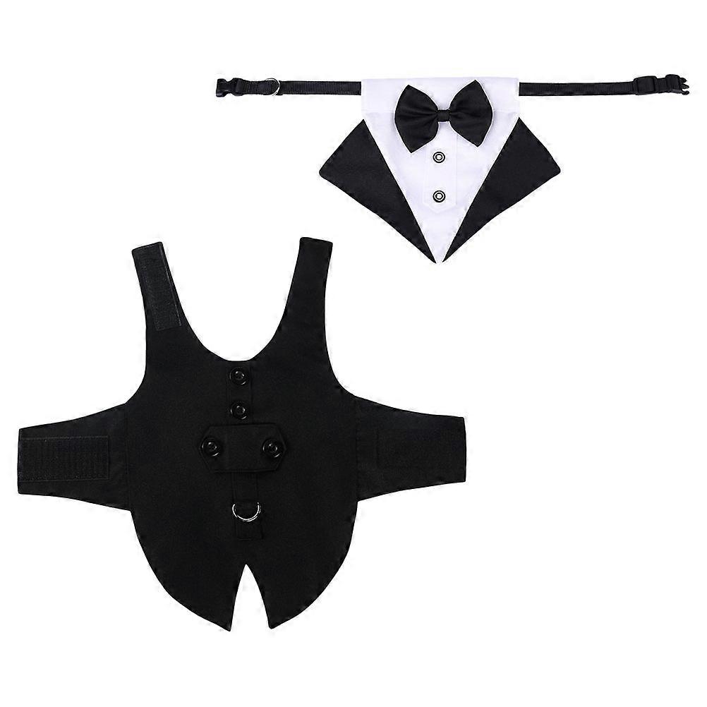 Dog Suit with Bandana, Bow Tie & Decorative Buttons – Comfortable Formal Vest for Weddings, Birthdays, Special Occasions – Easy to Wear