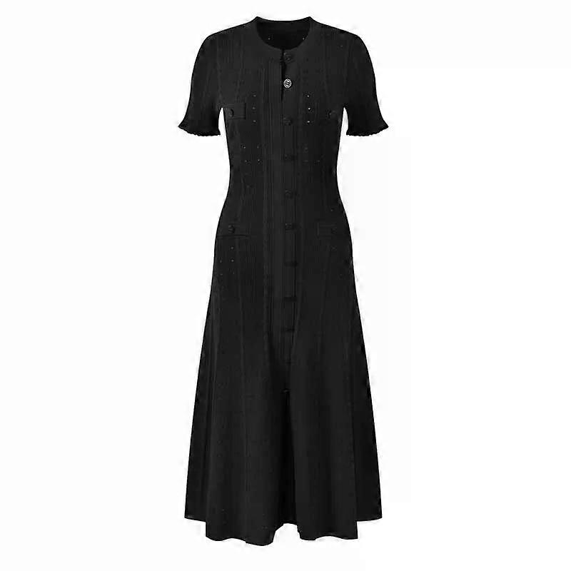 Tyylikäs lyhythihainen ontto mekko, maksimekko, korkea vyötärö laihdutus, hengittävä mukava