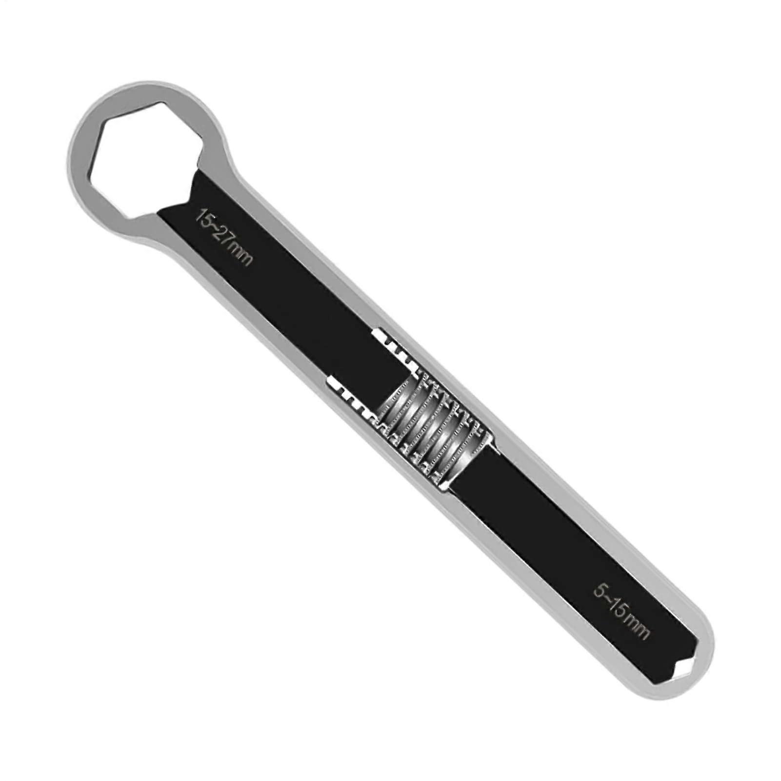 Double Head Wrench Chromium Vanadium Steel Multi-Function Adjustable Plumbing Wrench For Water Pipe 17.9x2.7x1.2 Cm