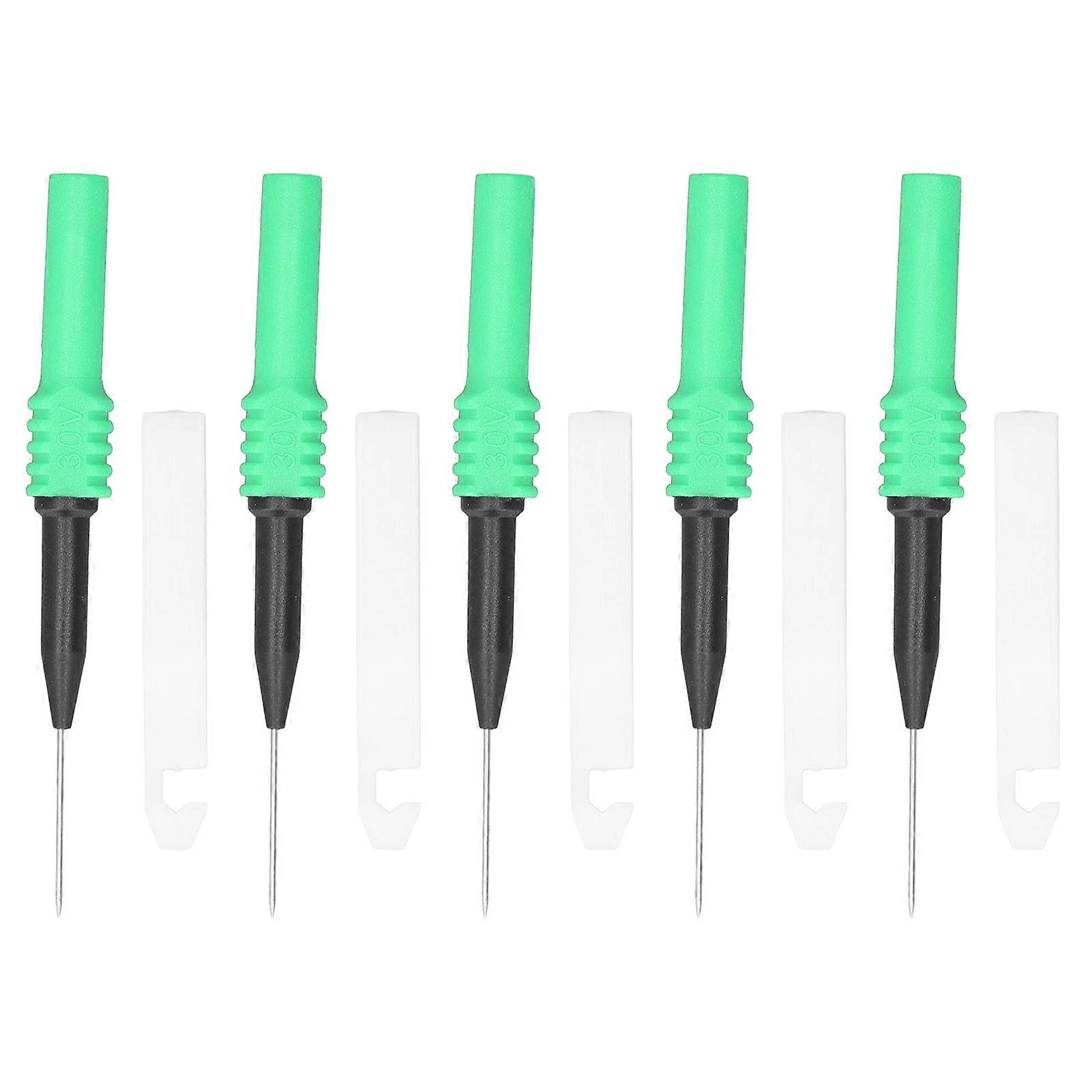 5Pcs Test Probe Piercing Needle 0.7mm with Sheath Testing Accessory Set Kit for MultimeterGreen
