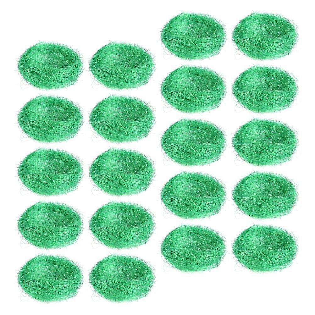 20pcs Artificial Bird Nest Ornaments, Deep Green Simulation Nests for Home, Wedding & Garden Decor, Crafted from Durable Hemp Thread