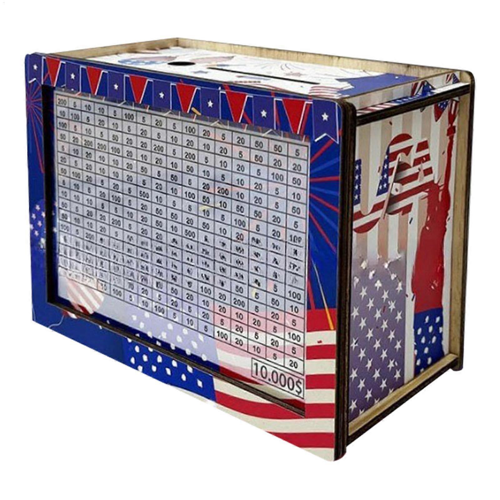 Wooden Coin Bank for Saving 10,000 – 10,000 Savings Challenge Box