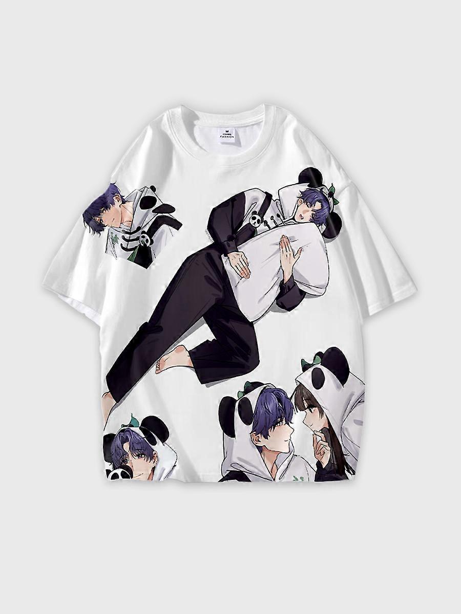 T-shirt round neck Role Pattern loose short sleeve B871