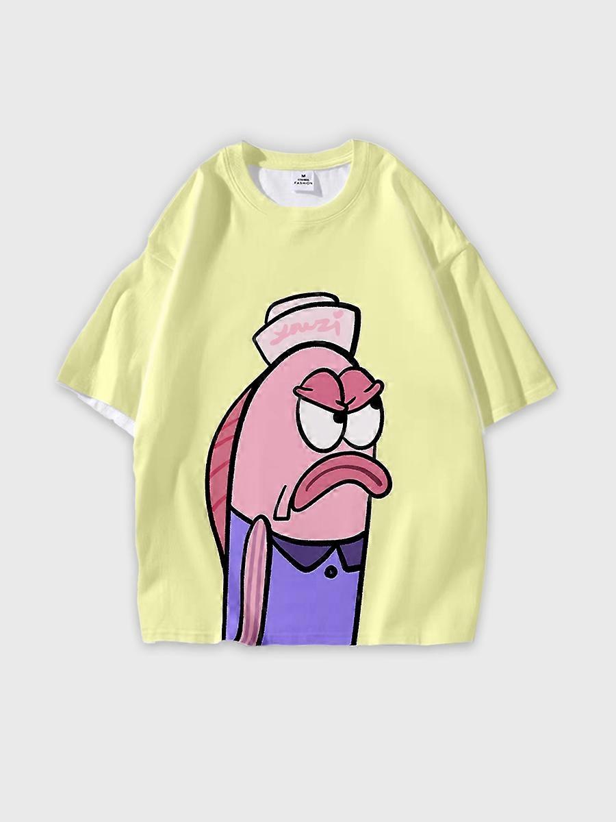 T-shirt round neck Anime Pattern loose short sleeve D1391