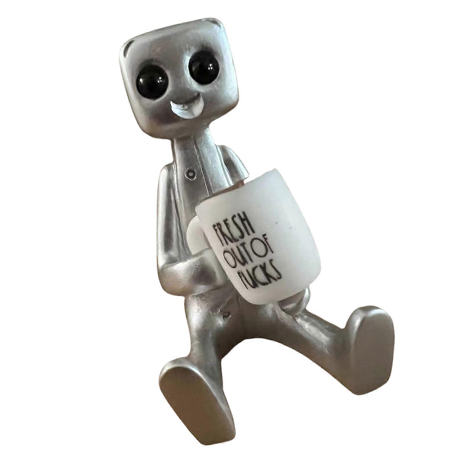 Funny Resins Robot Sculpture Anxiety Relieve Inspirational Robot Statue Figure Toy for Home or Office Desktop Decoration Multicolor