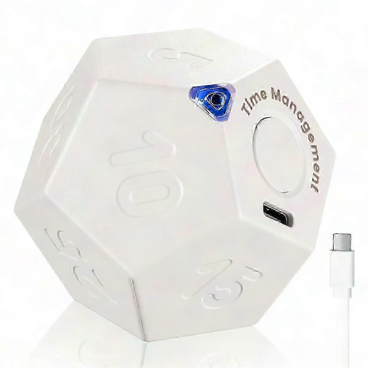 Rechargeable 12-Sided Flip Timer with Sound, Vibration & Light Alarm - 1/3/5/10/15/20/25 Min