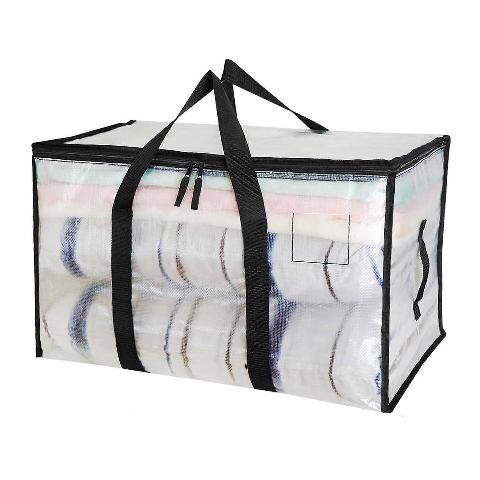 Quilt Storage Bag Clear Heavy-Duty With Durable Zipper And Reinforced Handle Space-Saving Moving Bag For Quilts