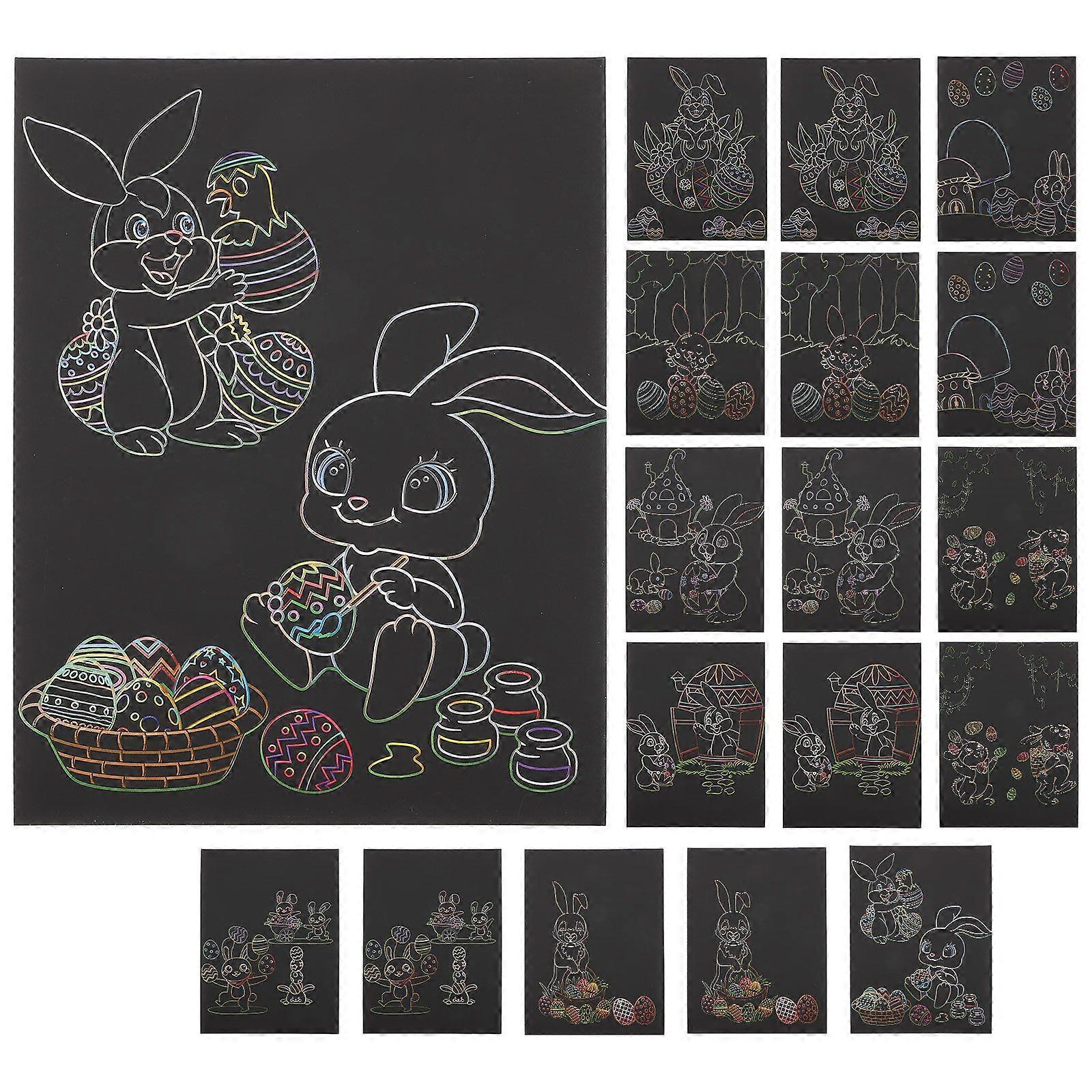 18pcs Funny Easter Scratch Paper Easter Scratch Papers Easter Crafts Easter Gifts for Kids Party