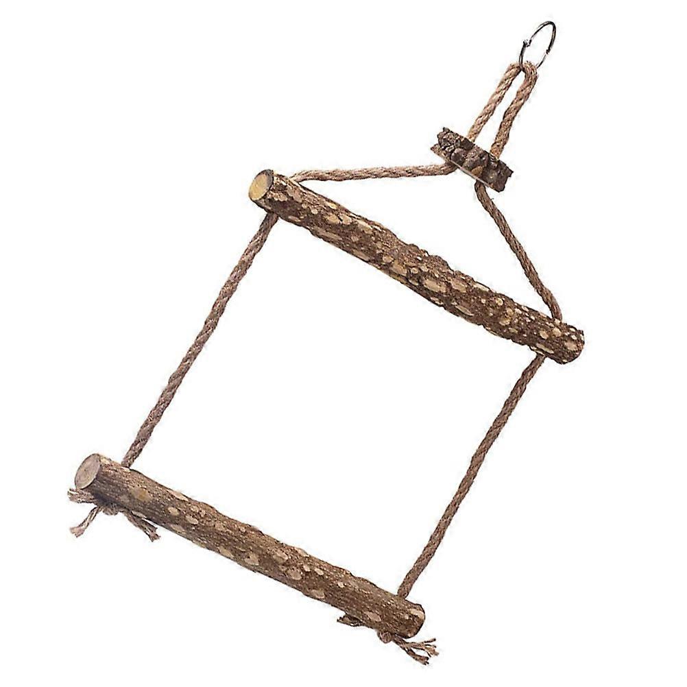 Bird Hanging Swing Chewing Toy Parrot Perch Wood Swing Toy Bird Cage Accessory